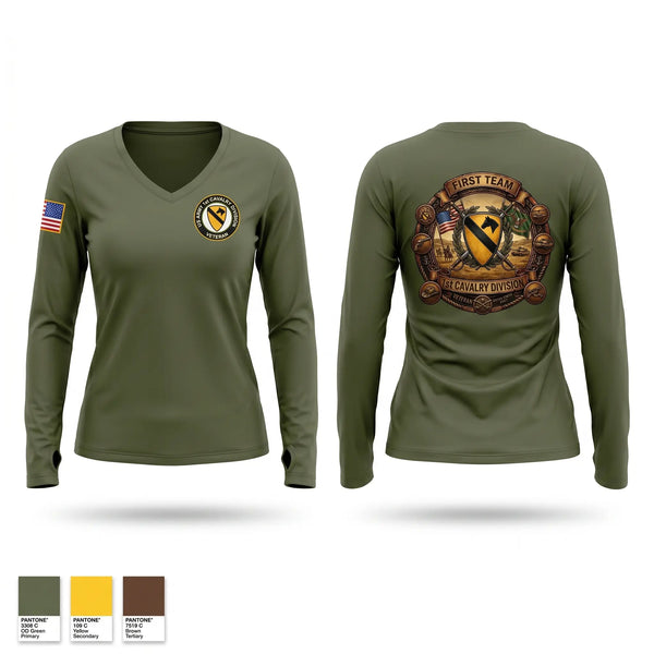 Womens Long Sleeve Vneck Shirt, 545th Military Police Company, Army, Teamtime, Team time, sublimation, custom sports apparel, team uniforms, spirit wear, spiritwear, sports uniforms, custom shirts, team store, custom team store, fundraiser sports, apparel fundraiser