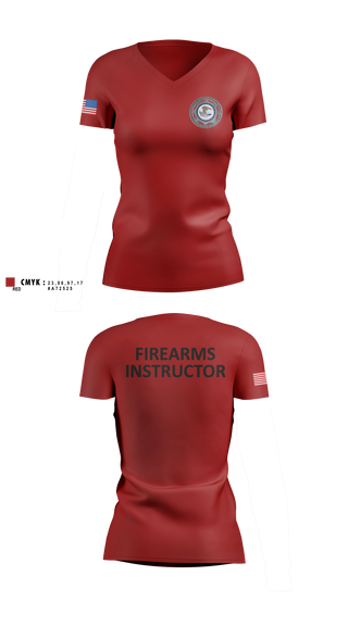 Womens Short Sleeve Vneck Shirt, FBOP FIREARMS INSTRUCTOR, Police, Teamtime, Team time, sublimation, custom sports apparel, team uniforms, spirit wear, spiritwear, sports uniforms, custom shirts, team store, custom team store, fundraiser sports, apparel fundraiser