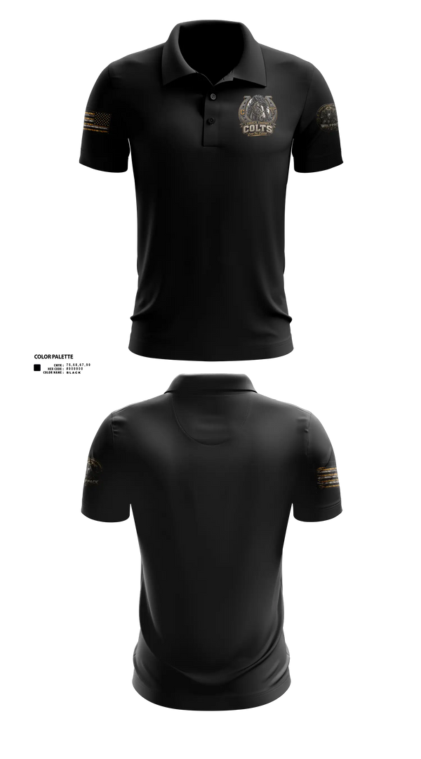 Short Sleeve Performance Polo, Madigan pharmacy colts, Army, Teamtime, Team time, sublimation, custom sports apparel, team uniforms, spirit wear, spiritwear, sports uniforms, custom shirts, team store, custom team store, fundraiser sports, apparel fundraiser