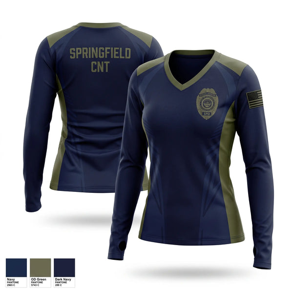Womens Long Sleeve Vneck Shirt, Springfield Police CNT, Police, Teamtime, Team time, sublimation, custom sports apparel, team uniforms, spirit wear, spiritwear, sports uniforms, custom shirts, team store, custom team store, fundraiser sports, apparel fundraiser
