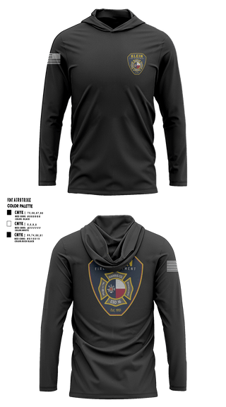 Long Sleeve Performance Shirt with hood, Klein Fire Department Station 33, Fire Department, Teamtime, Team time, sublimation, custom sports apparel, team uniforms, spirit wear, spiritwear, sports uniforms, custom shirts, team store, custom team store, fundraiser sports, apparel fundraiser