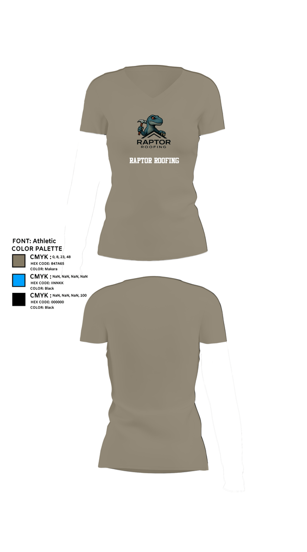 Womens Short Sleeve Vneck Shirt, Raptor Roofing, , Teamtime, Team time, sublimation, custom sports apparel, team uniforms, spirit wear, spiritwear, sports uniforms, custom shirts, team store, custom team store, fundraiser sports, apparel fundraiser