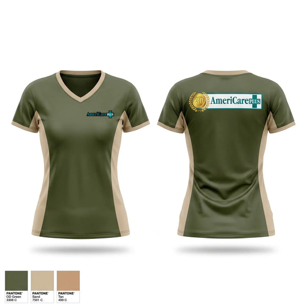Womens Short Sleeve Vneck Shirt, Americare Plus, , Teamtime, Team time, sublimation, custom sports apparel, team uniforms, spirit wear, spiritwear, sports uniforms, custom shirts, team store, custom team store, fundraiser sports, apparel fundraiser