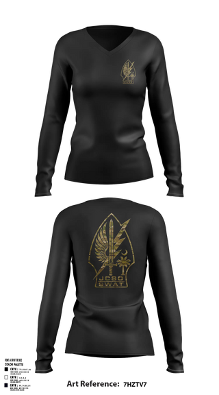 Womens Long Sleeve Vneck Shirt, JCSO SWAT1, Police, Teamtime, Team time, sublimation, custom sports apparel, team uniforms, spirit wear, spiritwear, sports uniforms, custom shirts, team store, custom team store, fundraiser sports, apparel fundraiser