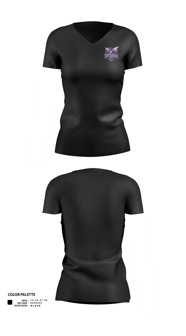 Womens Short Sleeve Vneck Shirt, North Shore Swarm Rugby, Rugby, Teamtime, Team time, sublimation, custom sports apparel, team uniforms, spirit wear, spiritwear, sports uniforms, custom shirts, team store, custom team store, fundraiser sports, apparel fundraiser