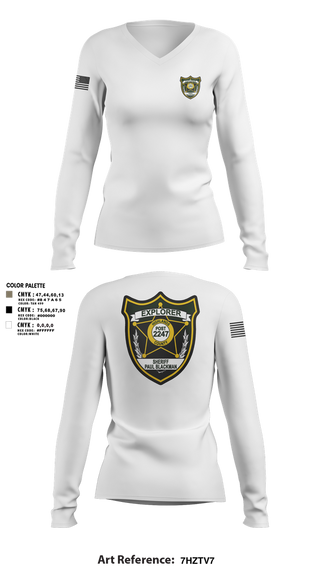 Womens Long Sleeve Vneck Shirt, Explorer Post 2247, , Teamtime, Team time, sublimation, custom sports apparel, team uniforms, spirit wear, spiritwear, sports uniforms, custom shirts, team store, custom team store, fundraiser sports, apparel fundraiser