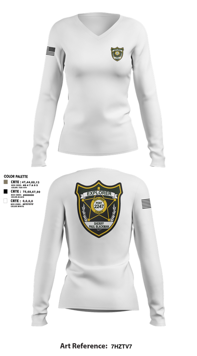 Explorer Post 2247 23554077 Women's Long Sleeve V-neck Shirt - 2