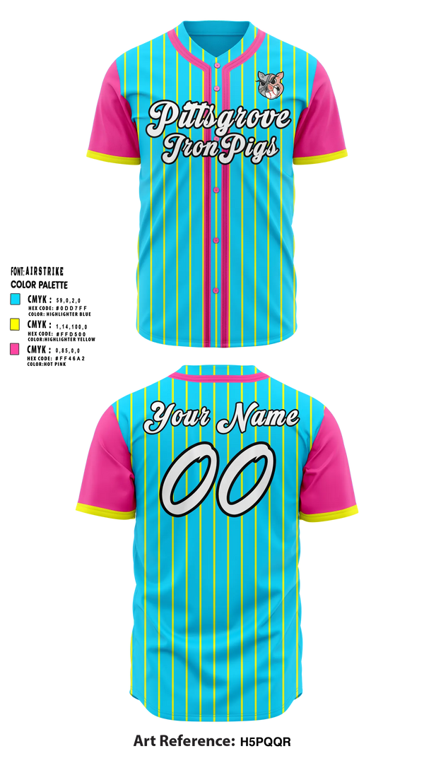 Full Button Baseball Jersey, Pittsgrove IronPigs, Baseball, Teamtime, Team time, sublimation, custom sports apparel, team uniforms, spirit wear, spiritwear, sports uniforms, custom shirts, team store, custom team store, fundraiser sports, apparel fundraiser