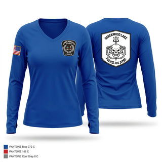 Womens Long Sleeve Vneck Shirt, Greenwood Lake Police, Police, Teamtime, Team time, sublimation, custom sports apparel, team uniforms, spirit wear, spiritwear, sports uniforms, custom shirts, team store, custom team store, fundraiser sports, apparel fundraiser