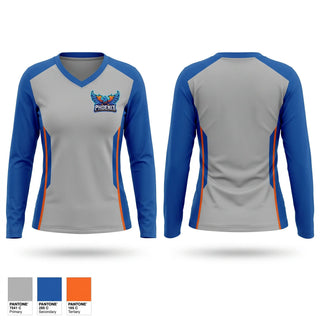 Womens Long Sleeve Vneck Shirt, Phoenix, Softball, Teamtime, Team time, sublimation, custom sports apparel, team uniforms, spirit wear, spiritwear, sports uniforms, custom shirts, team store, custom team store, fundraiser sports, apparel fundraiser