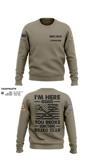 Crew Neck Sweatshirt, 1/204th ADA, , Teamtime, Team time, sublimation, custom sports apparel, team uniforms, spirit wear, spiritwear, sports uniforms, custom shirts, team store, custom team store, fundraiser sports, apparel fundraiser