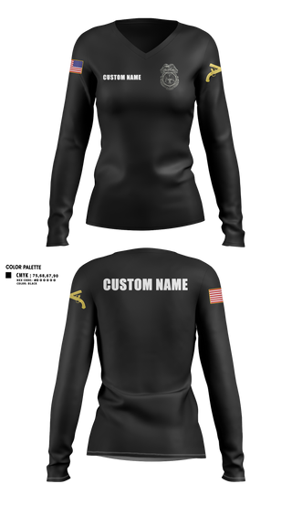 Womens Long Sleeve Vneck Shirt, 13th MDBFort Jackson LEA, Army, Teamtime, Team time, sublimation, custom sports apparel, team uniforms, spirit wear, spiritwear, sports uniforms, custom shirts, team store, custom team store, fundraiser sports, apparel fundraiser