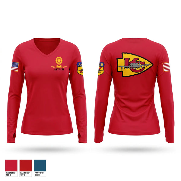 Womens Long Sleeve Vneck Shirt, 303 FS, Air Force, Teamtime, Team time, sublimation, custom sports apparel, team uniforms, spirit wear, spiritwear, sports uniforms, custom shirts, team store, custom team store, fundraiser sports, apparel fundraiser