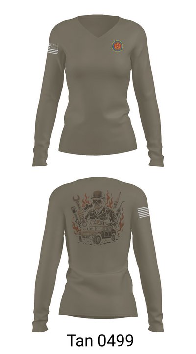 4th Combat Engineer Battalion A Co 69911625 Women's Long Sleeve V-neck Shirt - 77