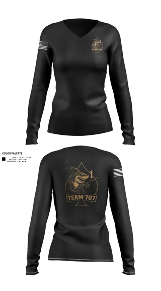 Womens Long Sleeve Vneck Shirt, MESG1 TEAM 707, Navy, Teamtime, Team time, sublimation, custom sports apparel, team uniforms, spirit wear, spiritwear, sports uniforms, custom shirts, team store, custom team store, fundraiser sports, apparel fundraiser