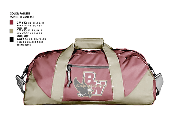 Duffle Bag, Bishop Watterson Color Guard, Spirit Store, Teamtime, Team time, sublimation, custom sports apparel, team uniforms, spirit wear, spiritwear, sports uniforms, custom shirts, team store, custom team store, fundraiser sports, apparel fundraiser