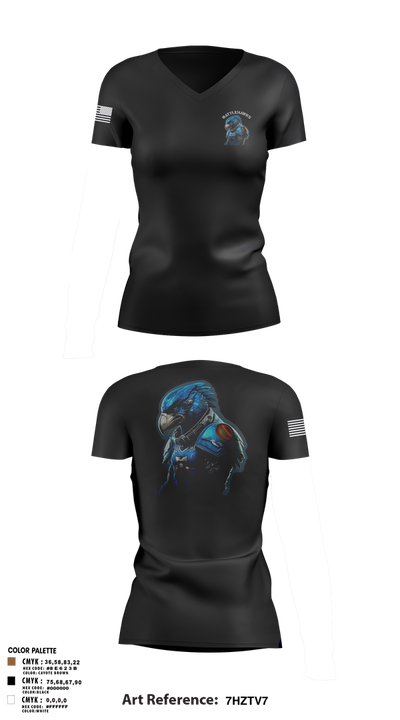 Battlehawks 56996020 Women's Short Sleeve V-neck Shirt - 3