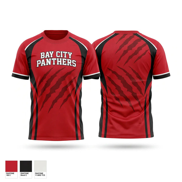Soft Poly Tee Cotton Like Feel, Bay city panthers, Softball, Teamtime, Team time, sublimation, custom sports apparel, team uniforms, spirit wear, spiritwear, sports uniforms, custom shirts, team store, custom team store, fundraiser sports, apparel fundraiser