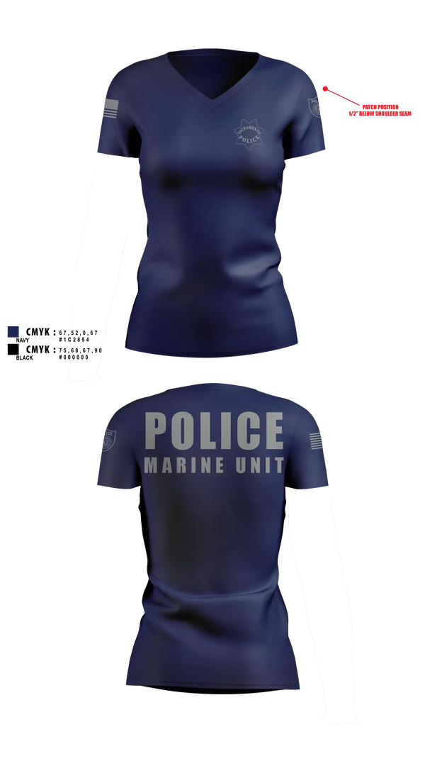 Womens Short Sleeve Vneck Shirt, Sacramento Police Marine Unit, Police, Teamtime, Team time, sublimation, custom sports apparel, team uniforms, spirit wear, spiritwear, sports uniforms, custom shirts, team store, custom team store, fundraiser sports, apparel fundraiser