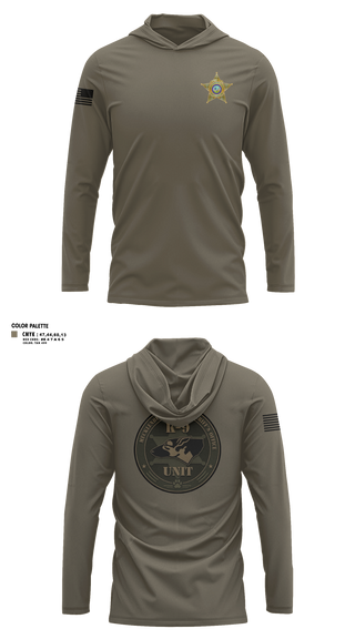 Long Sleeve Performance Shirt with hood, Mecklenburg County Sheriff’s Office K9, Police, Teamtime, Team time, sublimation, custom sports apparel, team uniforms, spirit wear, spiritwear, sports uniforms, custom shirts, team store, custom team store, fundraiser sports, apparel fundraiser