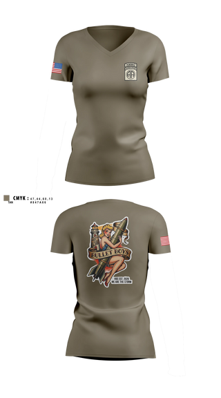 Womens Short Sleeve Vneck Shirt, Ammo, Distro, 407th LSB, Army, Teamtime, Team time, sublimation, custom sports apparel, team uniforms, spirit wear, spiritwear, sports uniforms, custom shirts, team store, custom team store, fundraiser sports, apparel fundraiser