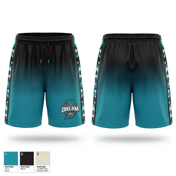 Mens Reversible Basketball Shorts, Indiana Dream, Women's Basketball, Teamtime, Team time, sublimation, custom sports apparel, team uniforms, spirit wear, spiritwear, sports uniforms, custom shirts, team store, custom team store, fundraiser sports, apparel fundraiser