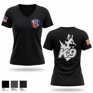 Womens Short Sleeve Vneck Shirt, Anniston Police Department K9 UnitAnniston Police Department K9 Unit, Police, Teamtime, Team time, sublimation, custom sports apparel, team uniforms, spirit wear, spiritwear, sports uniforms, custom shirts, team store, custom team store, fundraiser sports, apparel fundraiser