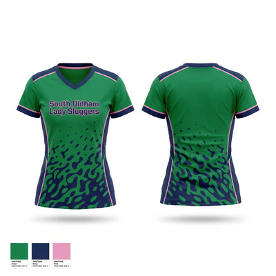 South Oldham Lady Sluggers Women's Short Sleeve V-neck Shirt - 1