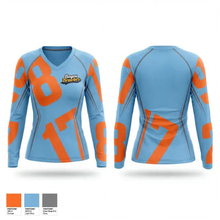 Womens Long Sleeve Vneck Shirt, Satsuma Bayou Brawlers, Softball, Teamtime, Team time, sublimation, custom sports apparel, team uniforms, spirit wear, spiritwear, sports uniforms, custom shirts, team store, custom team store, fundraiser sports, apparel fundraiser