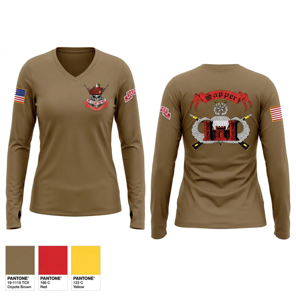 Womens Long Sleeve Vneck Shirt, 541st sapper company, Army, Teamtime, Team time, sublimation, custom sports apparel, team uniforms, spirit wear, spiritwear, sports uniforms, custom shirts, team store, custom team store, fundraiser sports, apparel fundraiser