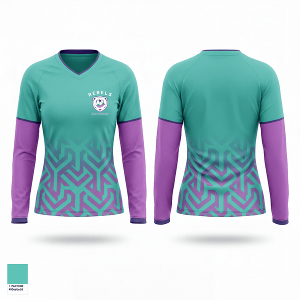 Womens Long Sleeve Vneck Shirt, Rebels, Women's Soccer, Teamtime, Team time, sublimation, custom sports apparel, team uniforms, spirit wear, spiritwear, sports uniforms, custom shirts, team store, custom team store, fundraiser sports, apparel fundraiser