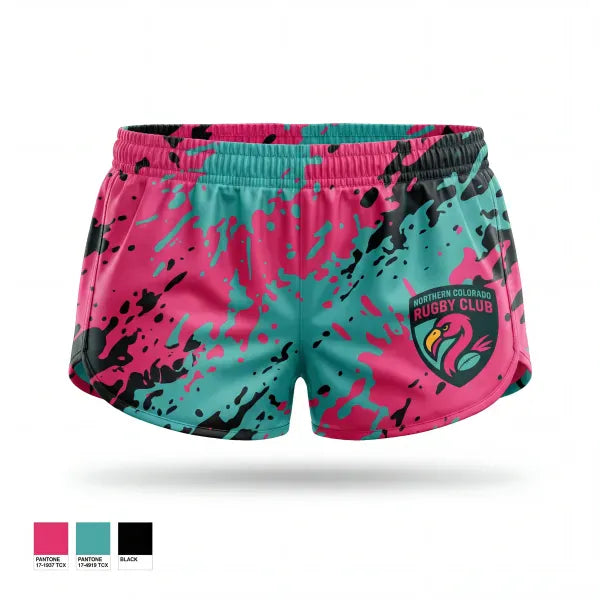 Womens Shorts, NOCO Flamingos, Rugby, Teamtime, Team time, sublimation, custom sports apparel, team uniforms, spirit wear, spiritwear, sports uniforms, custom shirts, team store, custom team store, fundraiser sports, apparel fundraiser
