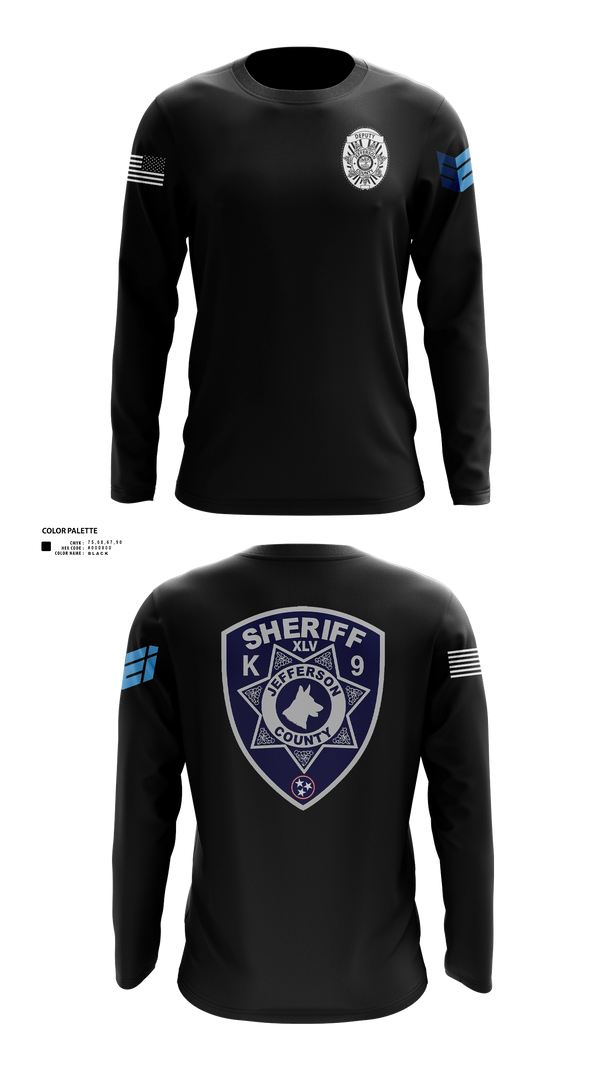 Long Sleeve Performance Shirt, Jefferson County Sheriff's Office K-9 Unit, Police, Teamtime, Team time, sublimation, custom sports apparel, team uniforms, spirit wear, spiritwear, sports uniforms, custom shirts, team store, custom team store, fundraiser sports, apparel fundraiser