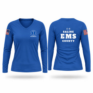 Womens Long Sleeve Vneck Shirt, Crete Area Medical Center EMS, EMS/EMT, Teamtime, Team time, sublimation, custom sports apparel, team uniforms, spirit wear, spiritwear, sports uniforms, custom shirts, team store, custom team store, fundraiser sports, apparel fundraiser