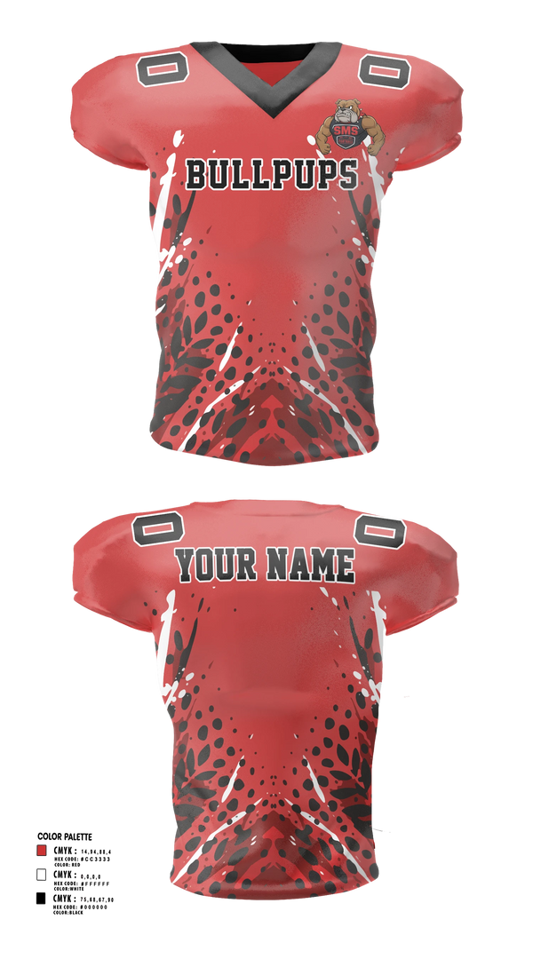 Football Jersey, Bullpups, , Teamtime, Team time, sublimation, custom sports apparel, team uniforms, spirit wear, spiritwear, sports uniforms, custom shirts, team store, custom team store, fundraiser sports, apparel fundraiser