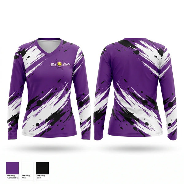Womens Long Sleeve Vneck Shirt, Hot Shot, Softball, Teamtime, Team time, sublimation, custom sports apparel, team uniforms, spirit wear, spiritwear, sports uniforms, custom shirts, team store, custom team store, fundraiser sports, apparel fundraiser