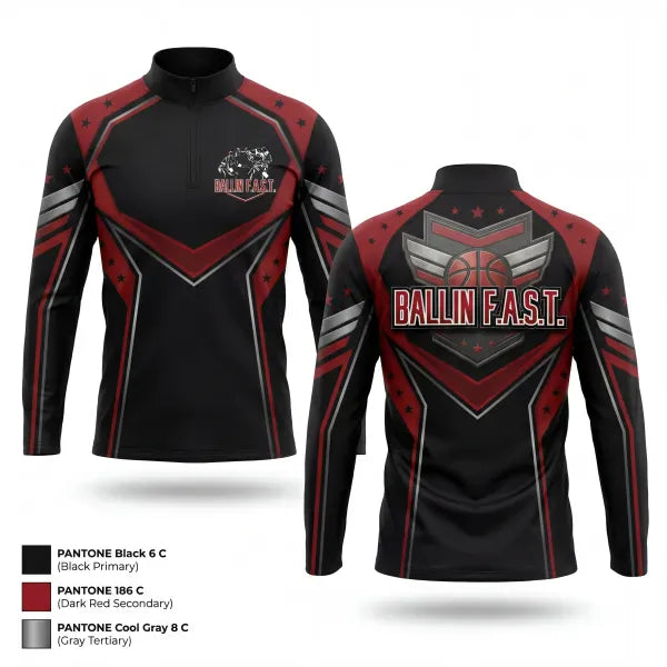 Quarter Zip Jacket, Ballin F.A.S.T, Men's Basketball, Teamtime, Team time, sublimation, custom sports apparel, team uniforms, spirit wear, spiritwear, sports uniforms, custom shirts, team store, custom team store, fundraiser sports, apparel fundraiser