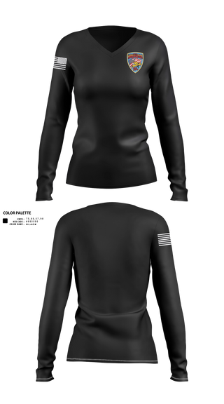 Womens Long Sleeve Vneck Shirt, St. Boni, Fire Department, Teamtime, Team time, sublimation, custom sports apparel, team uniforms, spirit wear, spiritwear, sports uniforms, custom shirts, team store, custom team store, fundraiser sports, apparel fundraiser
