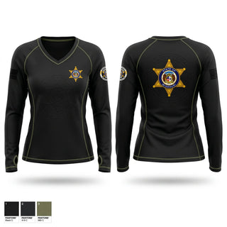 Womens Long Sleeve Vneck Shirt, Miller county jail, Police, Teamtime, Team time, sublimation, custom sports apparel, team uniforms, spirit wear, spiritwear, sports uniforms, custom shirts, team store, custom team store, fundraiser sports, apparel fundraiser