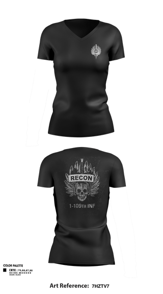 Womens Short Sleeve Vneck Shirt, HHC 1/109th INF, Army, Teamtime, Team time, sublimation, custom sports apparel, team uniforms, spirit wear, spiritwear, sports uniforms, custom shirts, team store, custom team store, fundraiser sports, apparel fundraiser