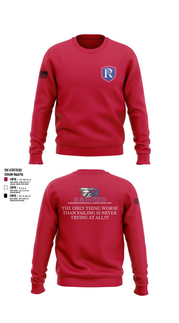 Crew Neck Sweatshirt, RICS Raiders, Army, Teamtime, Team time, sublimation, custom sports apparel, team uniforms, spirit wear, spiritwear, sports uniforms, custom shirts, team store, custom team store, fundraiser sports, apparel fundraiser
