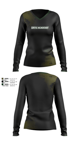 Womens Long Sleeve Vneck Shirt, ORTIZ ACADEMY, , Teamtime, Team time, sublimation, custom sports apparel, team uniforms, spirit wear, spiritwear, sports uniforms, custom shirts, team store, custom team store, fundraiser sports, apparel fundraiser