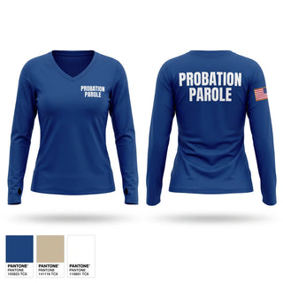 Womens Long Sleeve Vneck Shirt, Probation & Parole, Police, Teamtime, Team time, sublimation, custom sports apparel, team uniforms, spirit wear, spiritwear, sports uniforms, custom shirts, team store, custom team store, fundraiser sports, apparel fundraiser