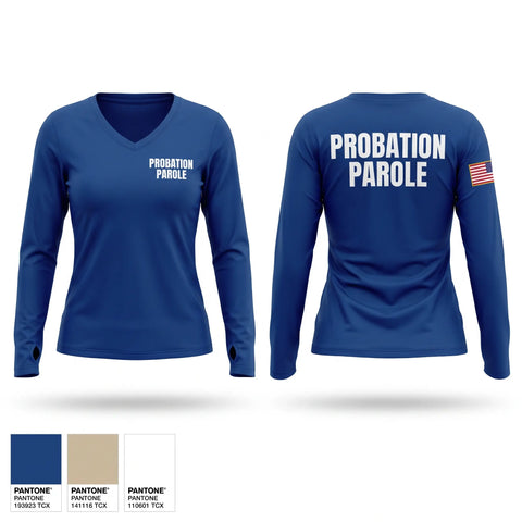 Womens Long Sleeve Vneck Shirt, Probation & Parole, Police, Teamtime, Team time, sublimation, custom sports apparel, team uniforms, spirit wear, spiritwear, sports uniforms, custom shirts, team store, custom team store, fundraiser sports, apparel fundraiser