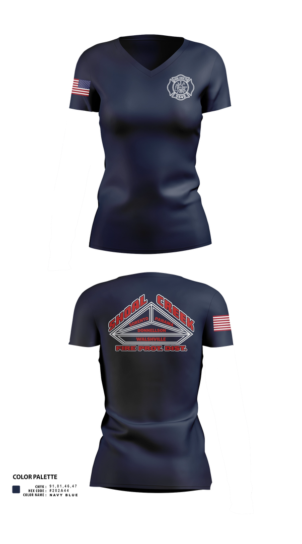 Womens Short Sleeve Vneck Shirt, Shoal Creek Fire Prot. Dist., Fire Department, Teamtime, Team time, sublimation, custom sports apparel, team uniforms, spirit wear, spiritwear, sports uniforms, custom shirts, team store, custom team store, fundraiser sports, apparel fundraiser