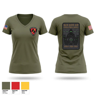 Womens Short Sleeve Vneck Shirt, 824 Base Defense Squadron, Air Force, Teamtime, Team time, sublimation, custom sports apparel, team uniforms, spirit wear, spiritwear, sports uniforms, custom shirts, team store, custom team store, fundraiser sports, apparel fundraiser