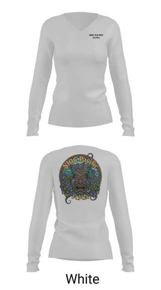 Womens Long Sleeve Vneck Shirt, NIOC Pacific FCPOA, Navy, Teamtime, Team time, sublimation, custom sports apparel, team uniforms, spirit wear, spiritwear, sports uniforms, custom shirts, team store, custom team store, fundraiser sports, apparel fundraiser