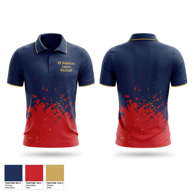 NY American Legion Baseball Short Sleeve Performance Polo - 1