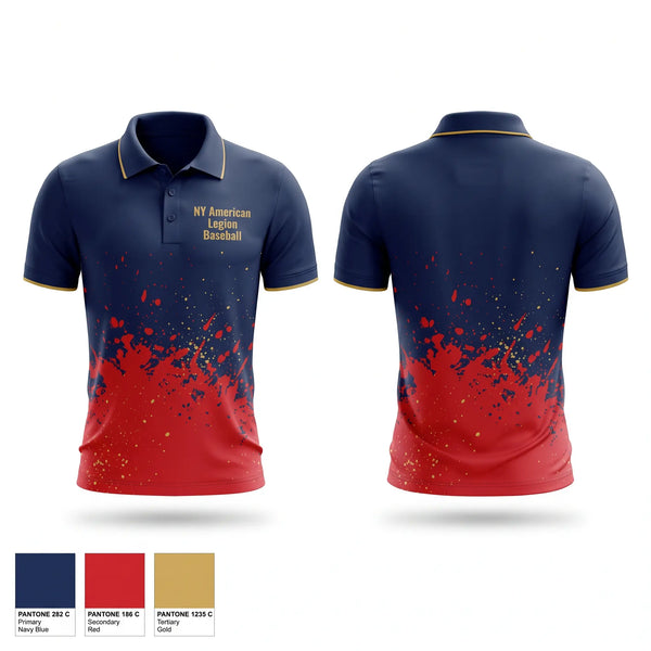 Short Sleeve Performance Polo, NY American Legion Baseball, Baseball, Teamtime, Team time, sublimation, custom sports apparel, team uniforms, spirit wear, spiritwear, sports uniforms, custom shirts, team store, custom team store, fundraiser sports, apparel fundraiser