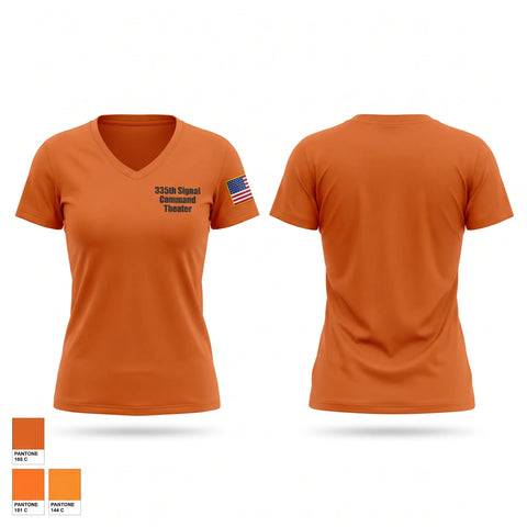 Womens Short Sleeve Vneck Shirt, 335th Signal Command (Theater), Army, Teamtime, Team time, sublimation, custom sports apparel, team uniforms, spirit wear, spiritwear, sports uniforms, custom shirts, team store, custom team store, fundraiser sports, apparel fundraiser